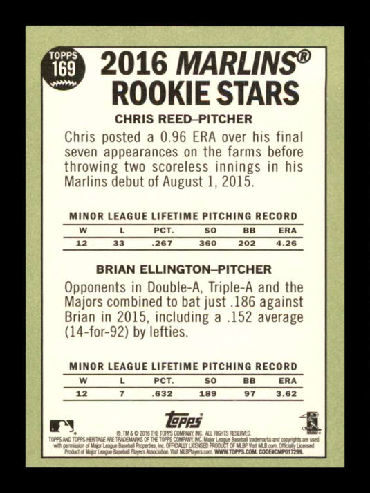 2016 Topps Heritage Chris Reed Brian Ellington 