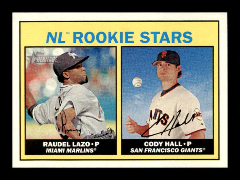 Load image into Gallery viewer, 2016 Topps Heritage Cody Hall Raudel Lazo #185 Rookie RC San Francisco Giants/ Miami Marlins  Image 1
