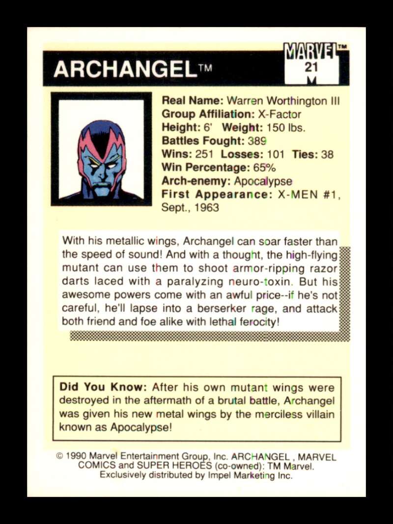 Load image into Gallery viewer, 1990 Impel Marvel Universe Archangel #21  Image 2
