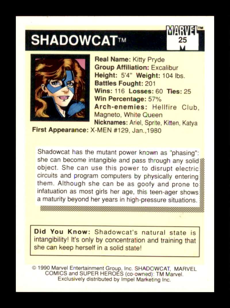 Load image into Gallery viewer, 1990 Impel Marvel Universe Shadowcat #25  Image 2
