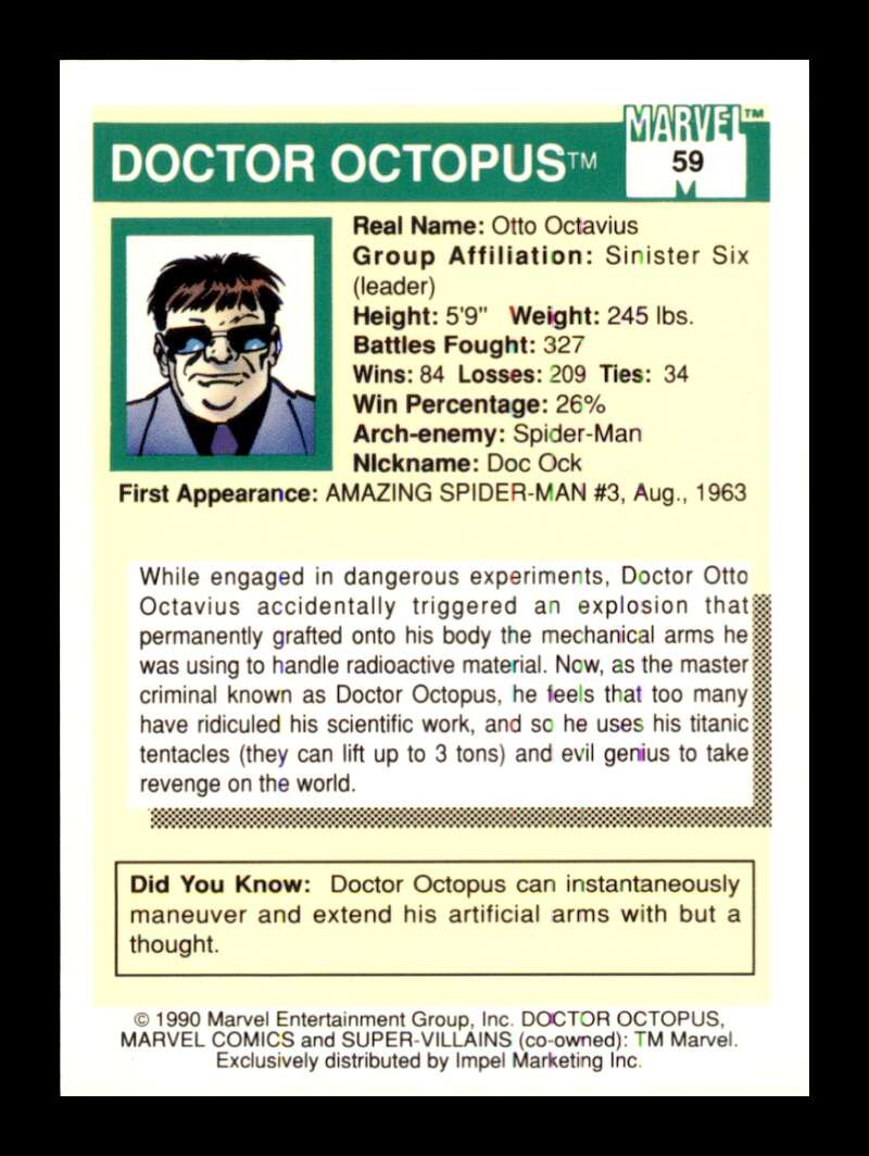 Load image into Gallery viewer, 1990 Impel Marvel Universe Doctor Octopus #59  Image 2
