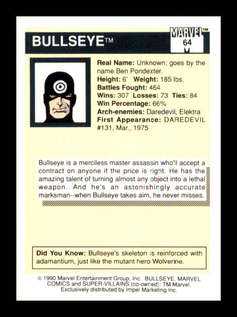 Load image into Gallery viewer, 1990 Impel Marvel Universe Bullseye #64  Image 2
