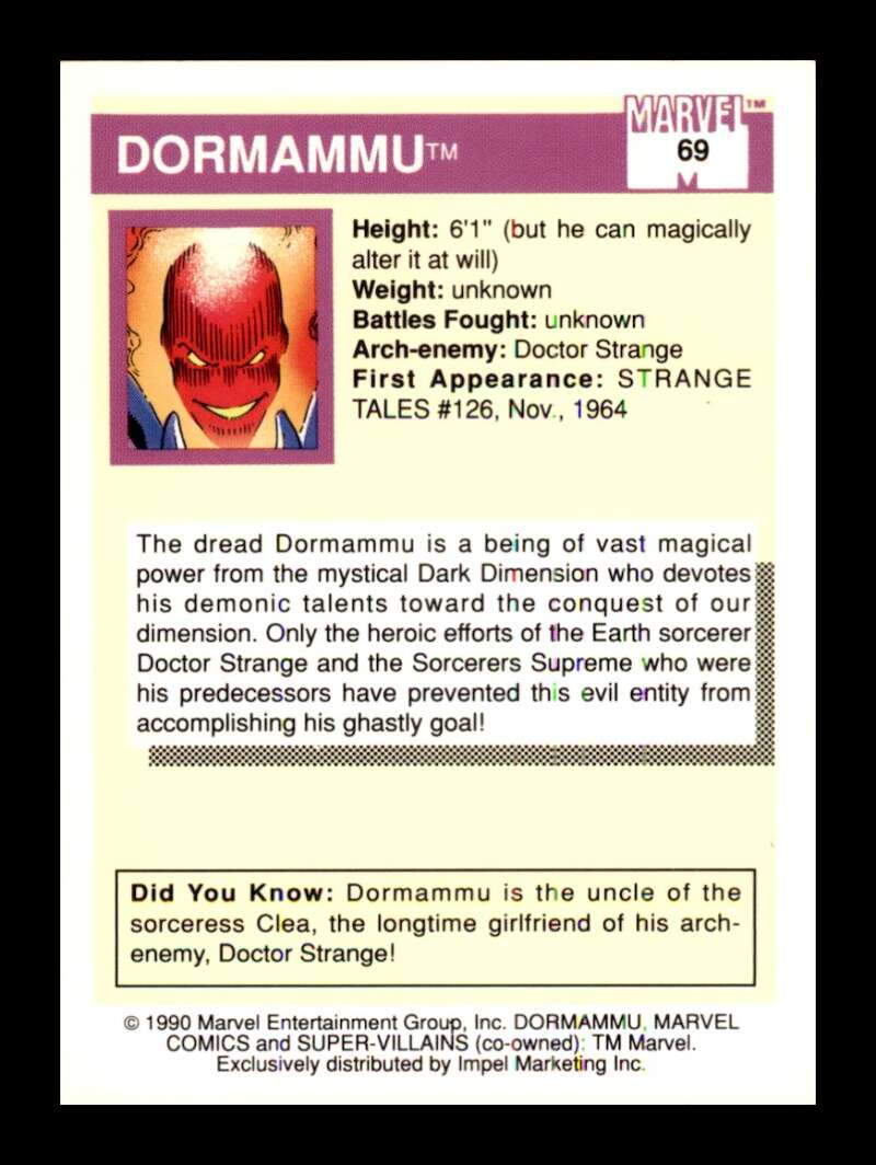 Load image into Gallery viewer, 1990 Impel Marvel Universe Dormammu #69  Image 2
