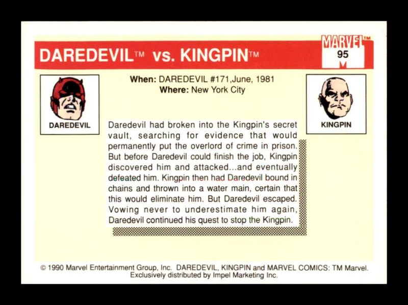Load image into Gallery viewer, 1990 Impel Marvel Universe Daredevil vs Kingpin #95  Image 2
