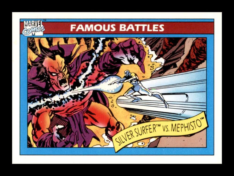 Load image into Gallery viewer, 1990 Impel Marvel Universe Silver Surfer vs Mephisto #96  Image 1
