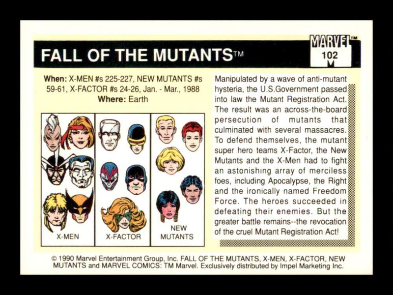 Load image into Gallery viewer, 1990 Impel Marvel Universe Fall of the Mutants #102  Image 2
