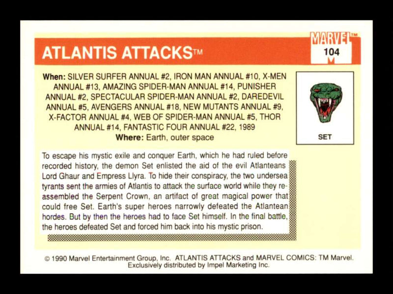 Load image into Gallery viewer, 1990 Impel Marvel Universe Atlantis Attacks #104  Image 2
