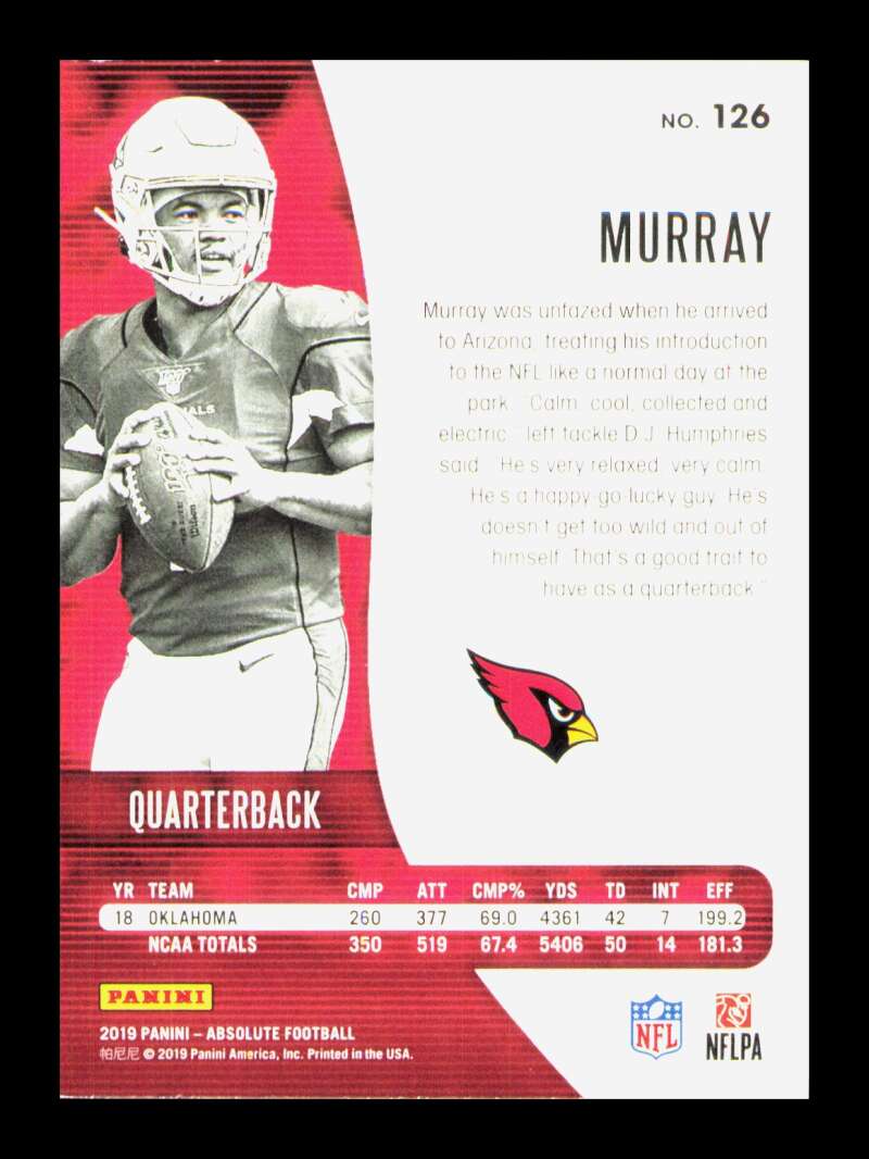 Load image into Gallery viewer, 2019 Panini Absolute Green Kyler Murray #126 Rookie RC SP Arizona Cardinals  Image 2
