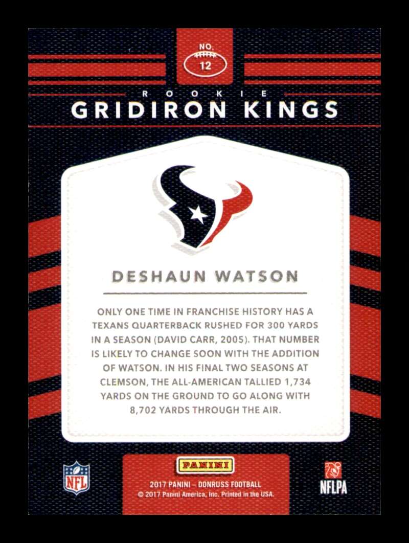 Load image into Gallery viewer, 2017 Donruss Rookie Gridiron Kings Deshaun Watson #12 Rookie RC Houston Texans  Image 2
