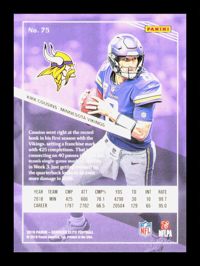 Load image into Gallery viewer, 2019 Donruss Elite Aspirations Kirk Cousins #75 Short Print SP /92 Minnesota Vikings  Image 2
