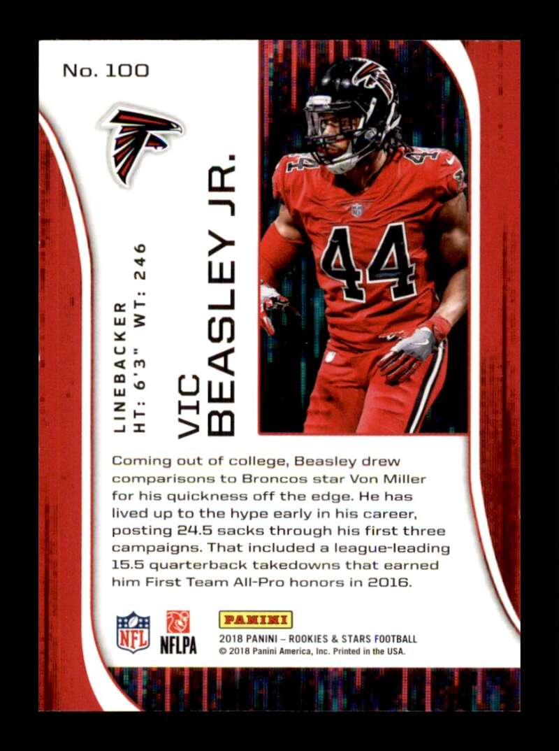 Load image into Gallery viewer, 2018 Panini Rookies Stars True Blue Vic Beasley Jr. #100 Short Print SP /49 Atlanta Falcons  Image 2
