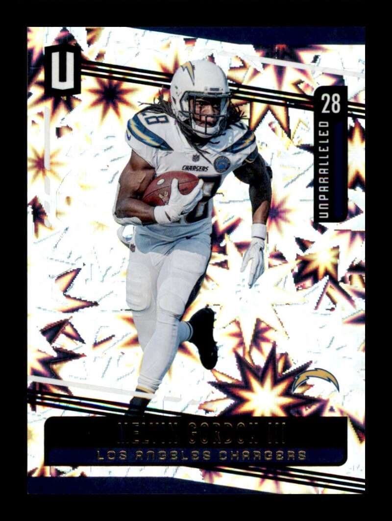 Load image into Gallery viewer, 2019 Panini Unparalleled Impact Melvin Gordon #89 Short Print SP /75 Los Angeles Chargers  Image 1
