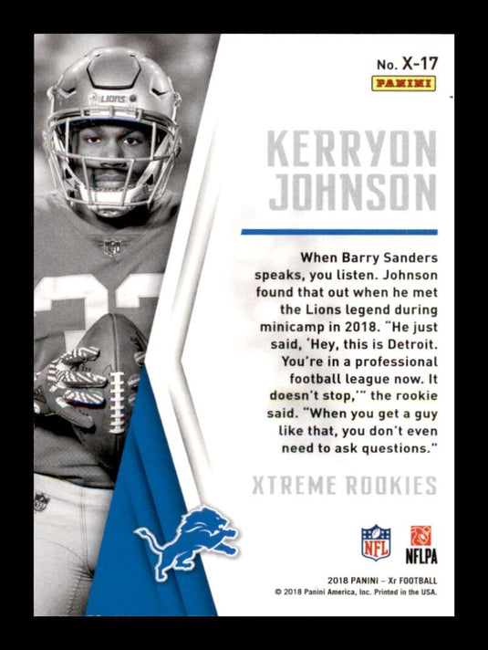 2018 Panini XR Xtreme Rookies Kerryon Johnson