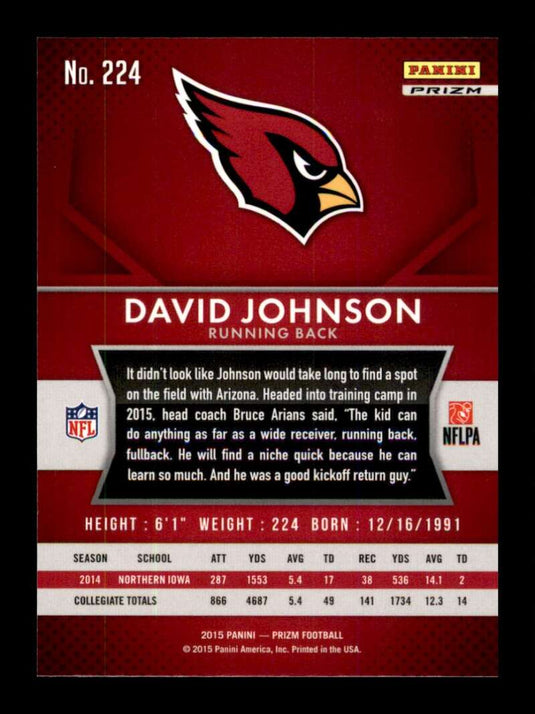 2015 Panini Prizm Silver Prizm David Johnson