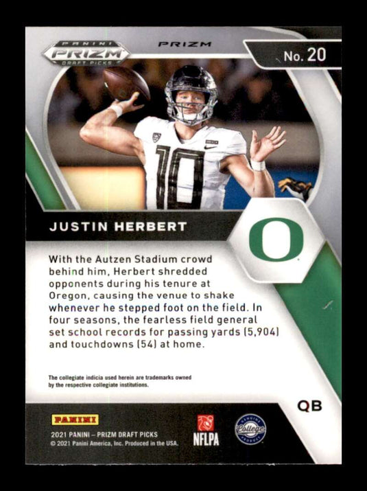 2021 Panini Prizm Draft Silver Prizm Justin Herbert