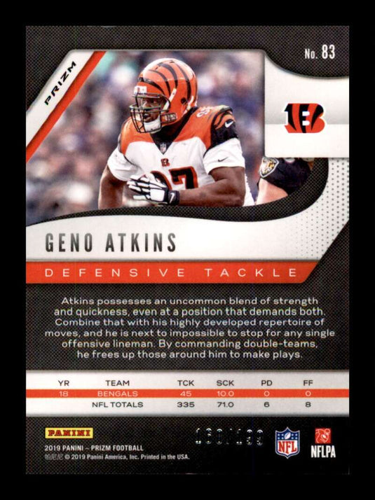 2019 Panini Prizm Blue Wave Prizm Geno Atkins