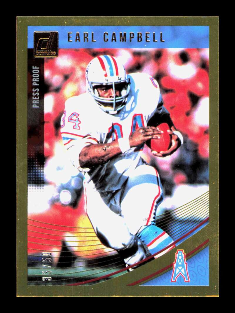 Load image into Gallery viewer, 2018 Donruss Press Proof Gold Earl Campbell #275 Short Print SP /50 Houston Oilers  Image 1
