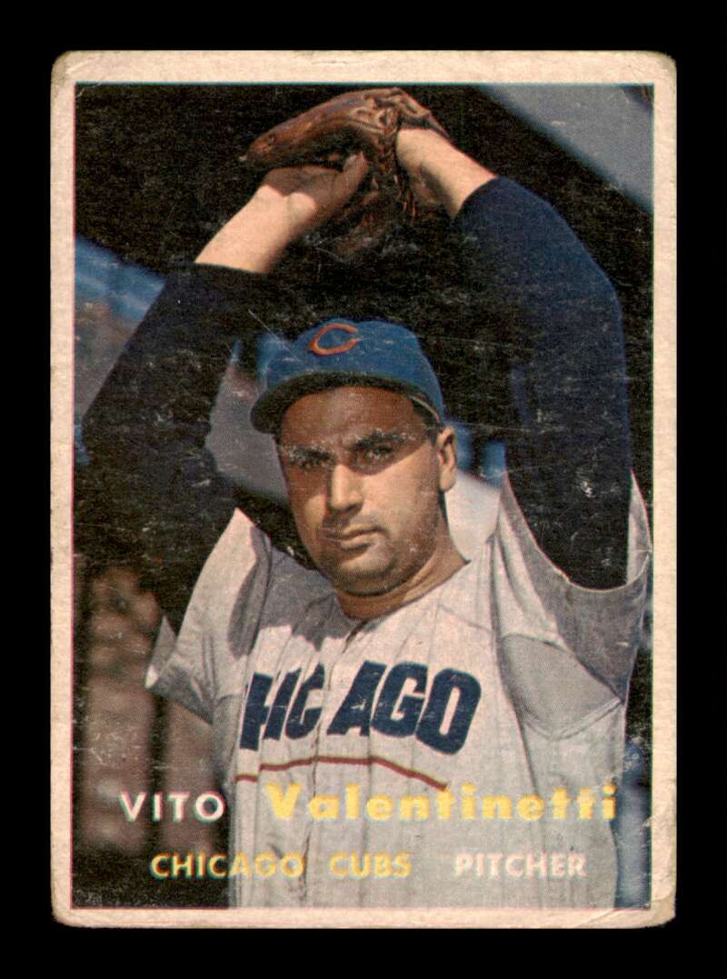 Load image into Gallery viewer, 1957 Topps Vito Valentinetti #74 Creases Chicago Cubs  Image 1
