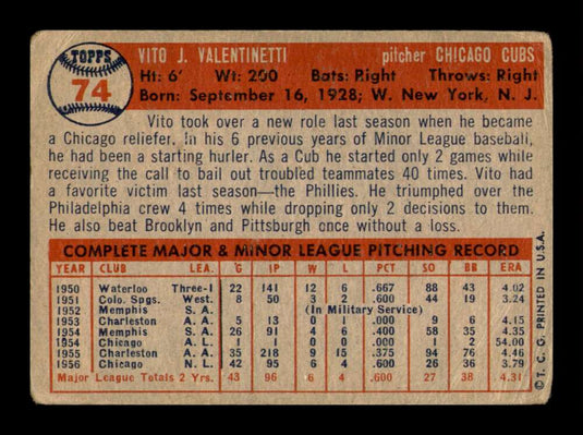 1957 Topps Vito Valentinetti 