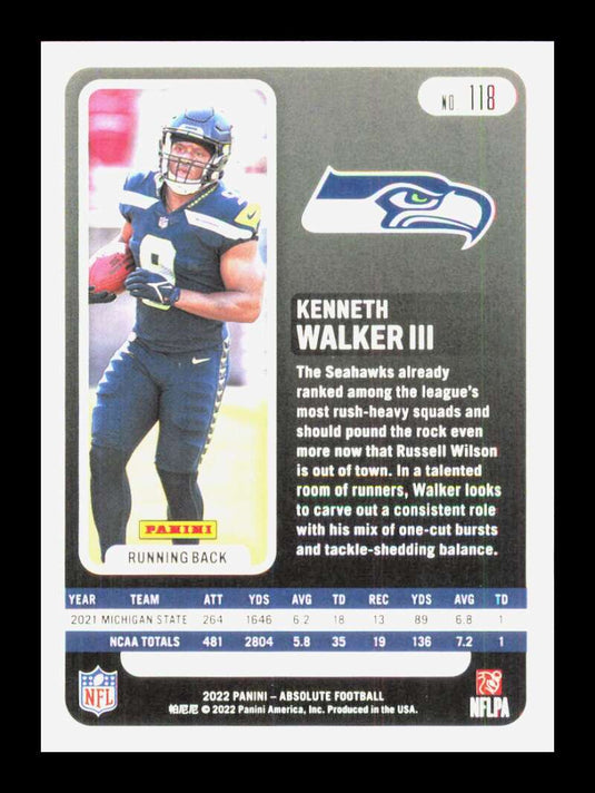 2022 Panini Absolute Kenneth Walker III 