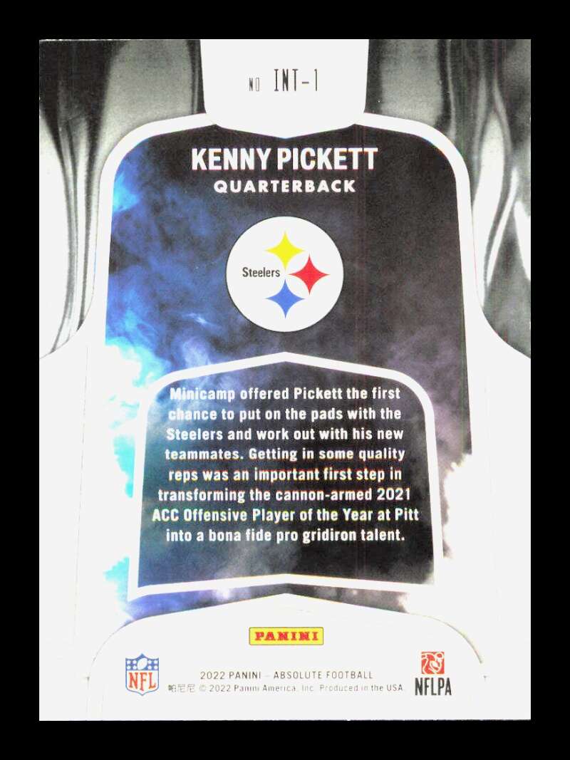 Load image into Gallery viewer, 2022 Panini Absolute Introductions Kenny Pickett #INT-1 Rookie RC Pittsburgh Steelers  Image 2
