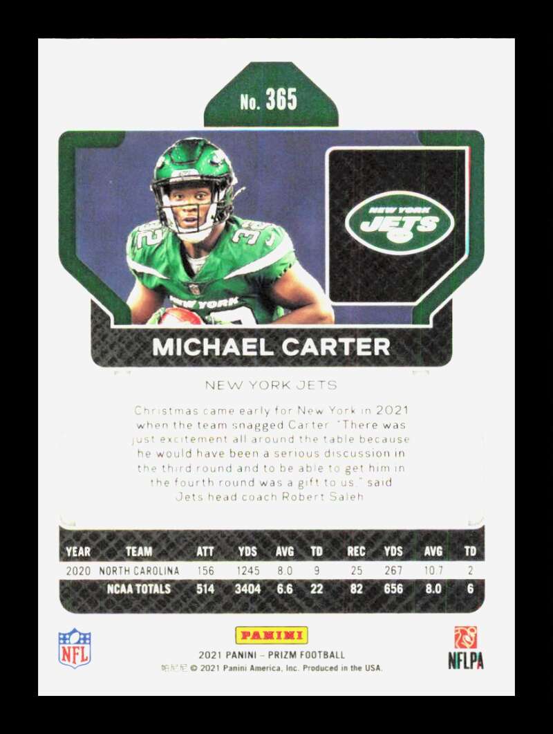 Load image into Gallery viewer, 2021 Panini Prizm Michael Carter #365 Rookie RC New York Jets  Image 2
