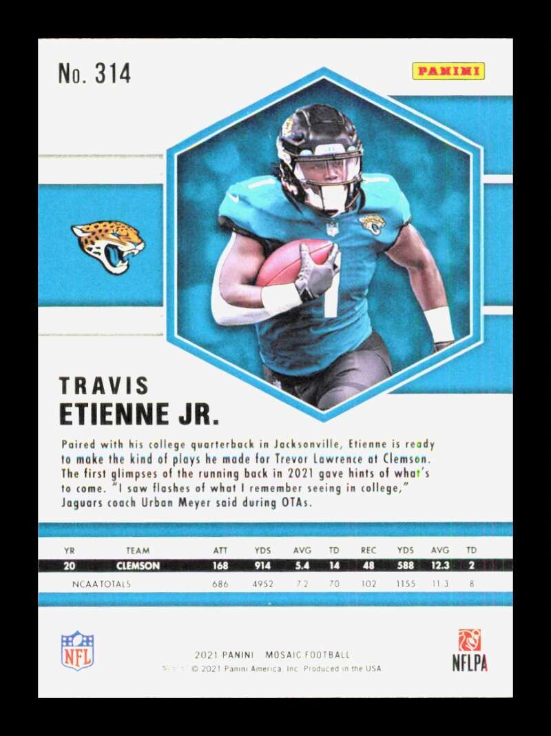 Load image into Gallery viewer, 2021 Panini Mosaic Travis Etienne Jr. #314 Rookie RC Jacksonville Jaguars  Image 2
