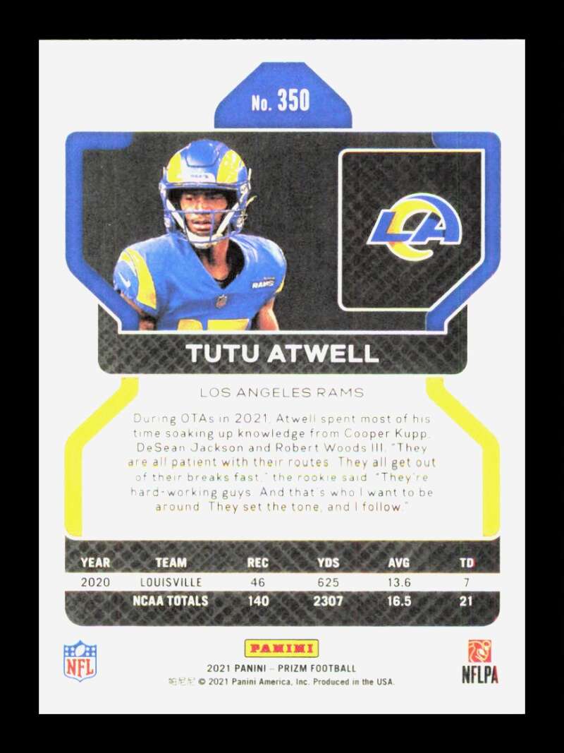 Load image into Gallery viewer, 2021 Panini Prizm Tutu Atwell #350 Rookie RC Los Angeles Rams  Image 2
