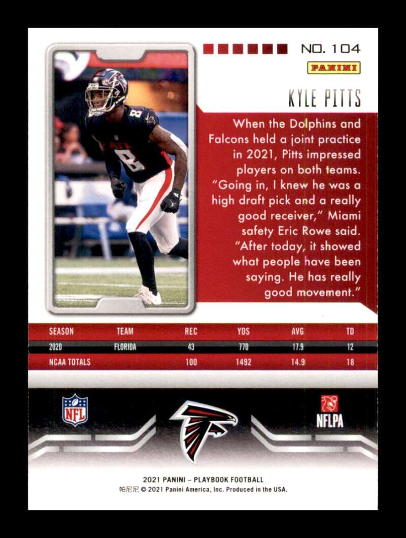 Load image into Gallery viewer, 2021 Panini Playbook Kyle Pitts #104 Rookie RC Atlanta Falcons  Image 2
