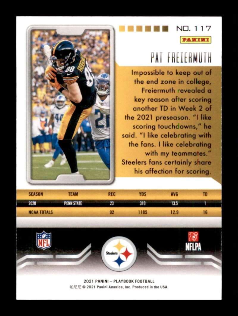 Load image into Gallery viewer, 2021 Panini Playbook Pat Freiermuth #117 Rookie RC Pittsburgh Steelers  Image 2
