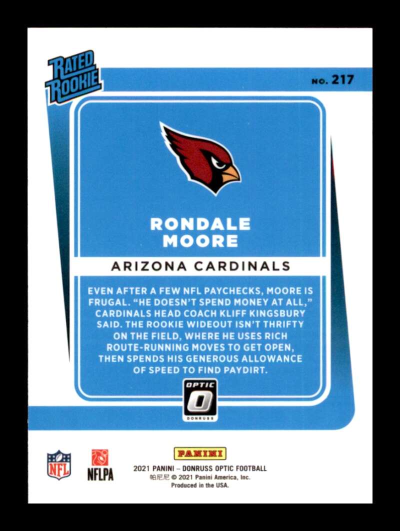 Load image into Gallery viewer, 2021 Donruss Optic Rondale Moore #217 Rookie RC Arizona Cardinals  Image 2
