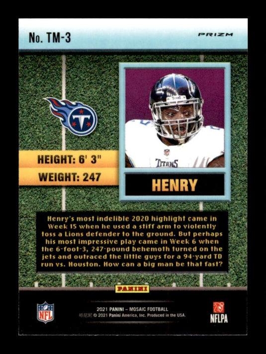 2021 Panini Mosaic Touchdown Masters Green Mosaic Prizm Derrick Henry 