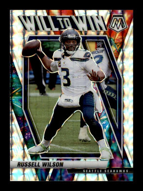 2021 Panini Mosaic Will To Win Silver Mosaic Prizm Russell Wilson 