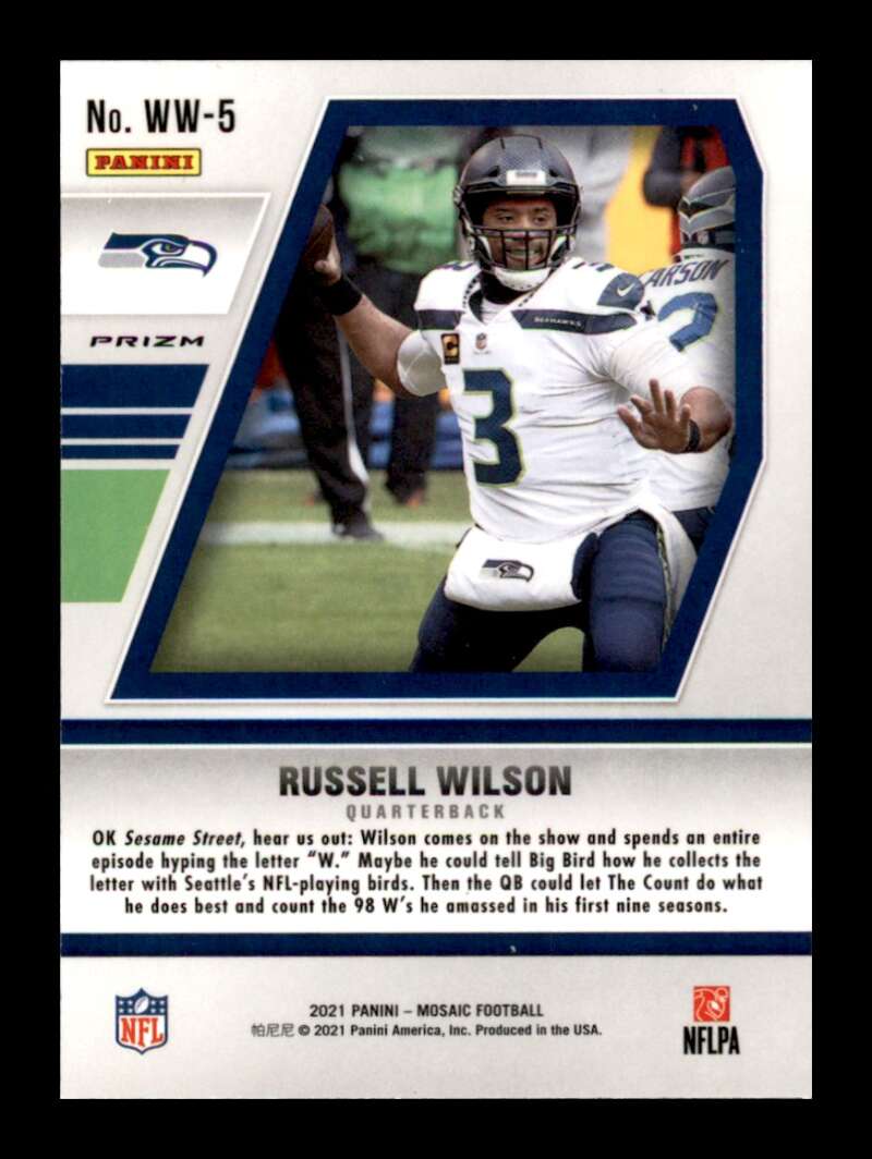 Load image into Gallery viewer, 2021 Panini Mosaic Will To Win Silver Mosaic Prizm Russell Wilson #WW-5 Seattle Seahawks  Image 2
