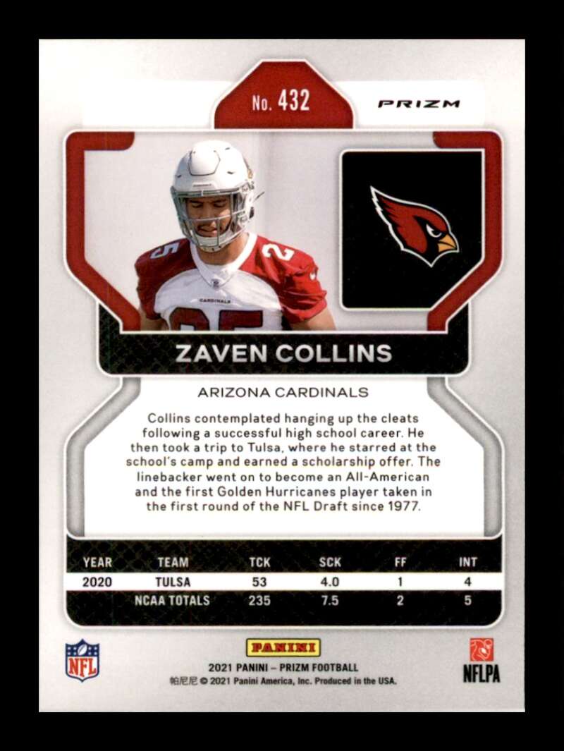 Load image into Gallery viewer, 2021 Panini Prizm Green Prizm Zaven Collins #432 Rookie RC Arizona Cardinals  Image 2
