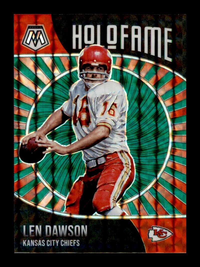 Load image into Gallery viewer, 2021 Panini Mosaic Holofame Green Mosaic Prizm Len Dawson #9 Kansas City Chiefs  Image 1
