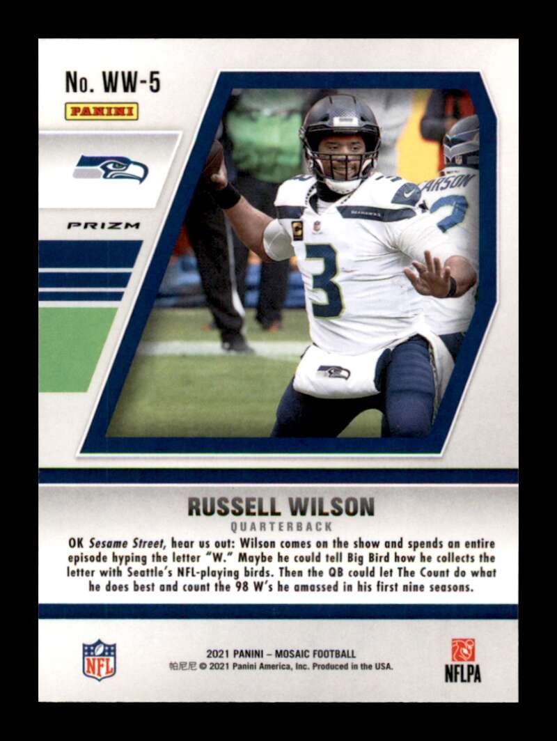 Load image into Gallery viewer, 2021 Panini Mosaic Will To Win Green Mosaic Prizm Russell Wilson #WW-5 Seattle Seahawks  Image 2
