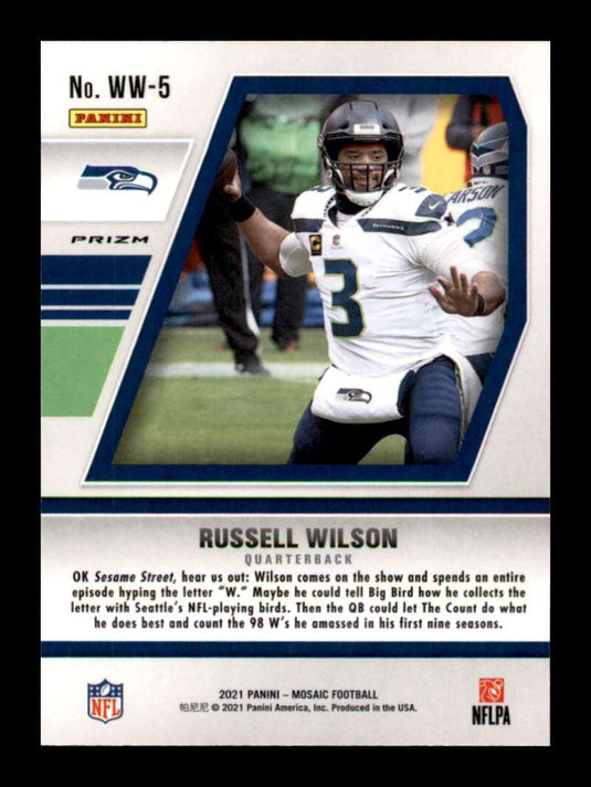 2021 Panini Mosaic Will To Win Green Mosaic Prizm Russell Wilson 