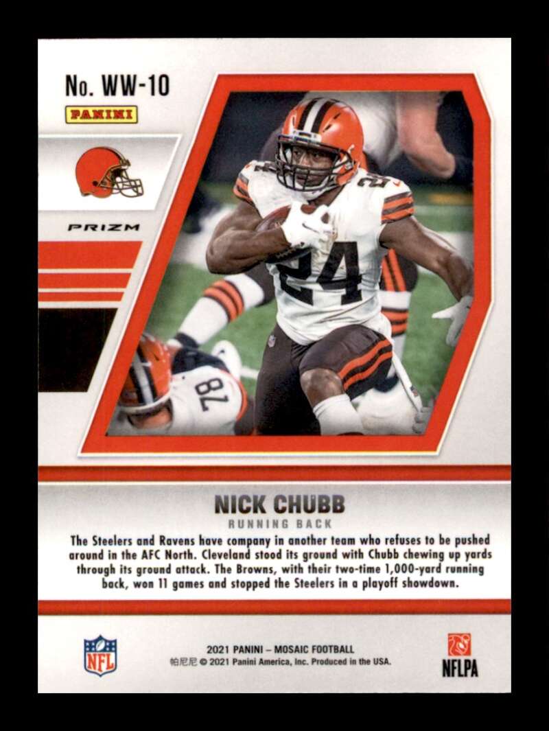 Load image into Gallery viewer, 2021 Panini Mosaic Will To Win Green Mosaic Prizm Nick Chubb #WW-10 Cleveland Browns  Image 2
