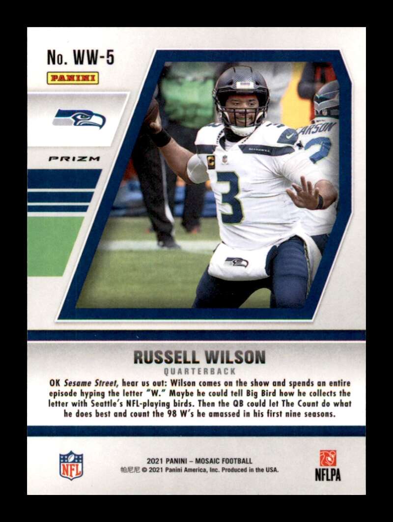 Load image into Gallery viewer, 2021 Panini Mosaic Will To Win Green Mosaic Prizm Russell Wilson #WW-5 Seattle Seahawks  Image 2
