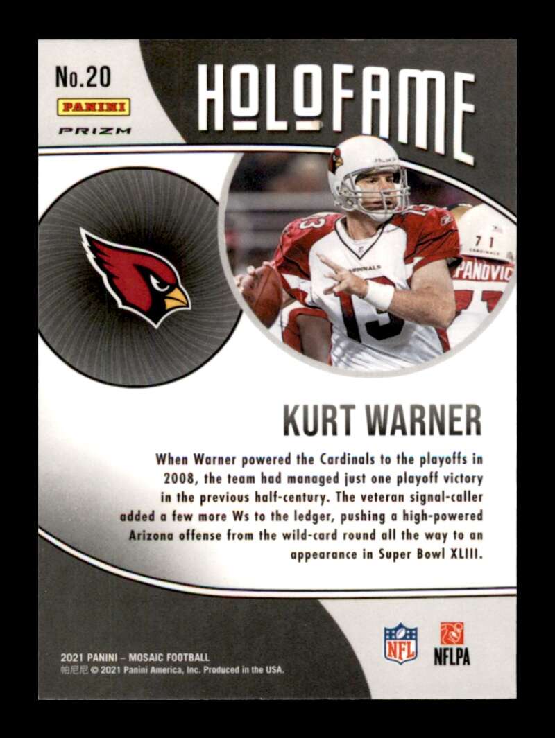 Load image into Gallery viewer, 2021 Panini Mosaic Holofame Green Mosaic Prizm Kurt Warner #20 St. Louis Rams  Image 2
