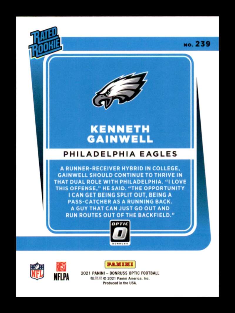 Load image into Gallery viewer, 2021 Donruss Optic Kenneth Gainwell #239 Rookie RC Philadelphia Eagles  Image 2
