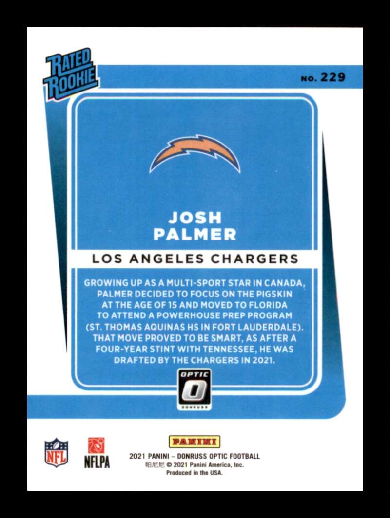 Load image into Gallery viewer, 2021 Donruss Optic Josh Palmer #229 Rookie RC Los Angeles Chargers  Image 2
