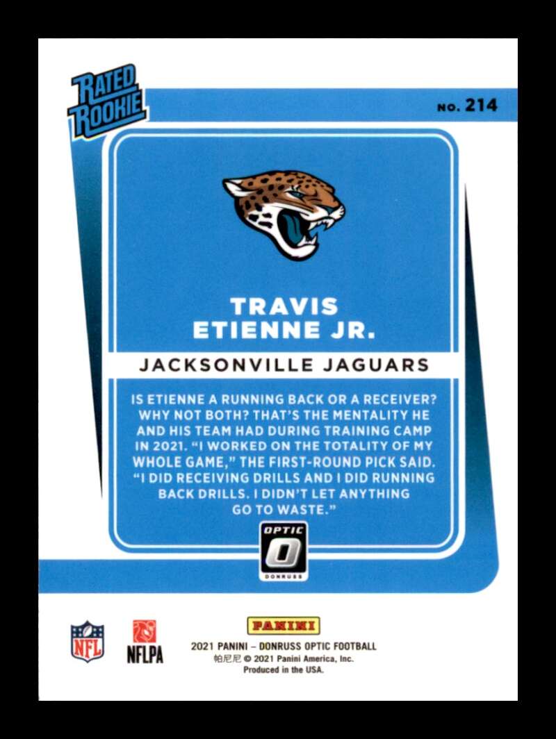 Load image into Gallery viewer, 2021 Donruss Optic Travis Etienne Jr. #214 Rookie RC Jacksonville Jaguars  Image 2
