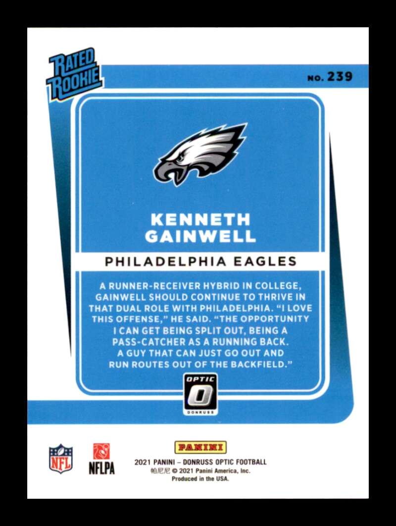 Load image into Gallery viewer, 2021 Donruss Optic Kenneth Gainwell #239 Rookie RC Philadelphia Eagles  Image 2
