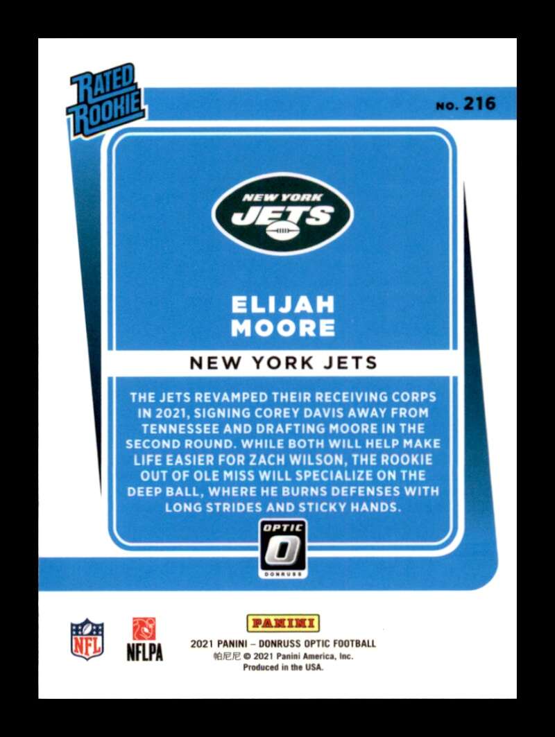 Load image into Gallery viewer, 2021 Donruss Optic Elijah Moore #216 Rookie RC New York Jets  Image 2
