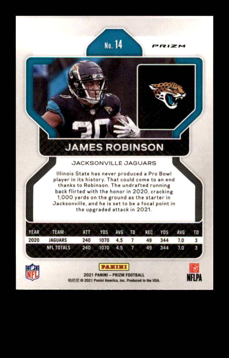 Load image into Gallery viewer, 2021 Panini Prizm Orange Lazer Prizm James Robinson #14 Jacksonville Jaguars  Image 2
