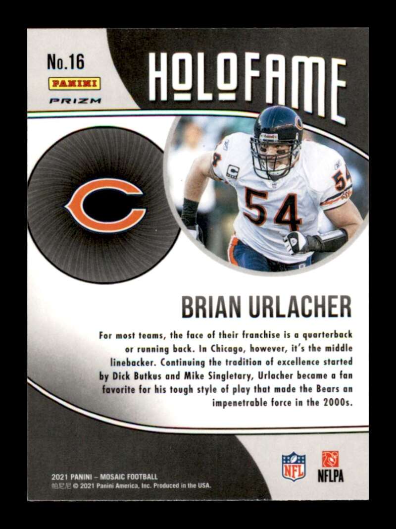 Load image into Gallery viewer, 2021 Panini Mosaic Holofame Green Mosaic Prizm Brian Urlacher #16 Chicago Bears  Image 2
