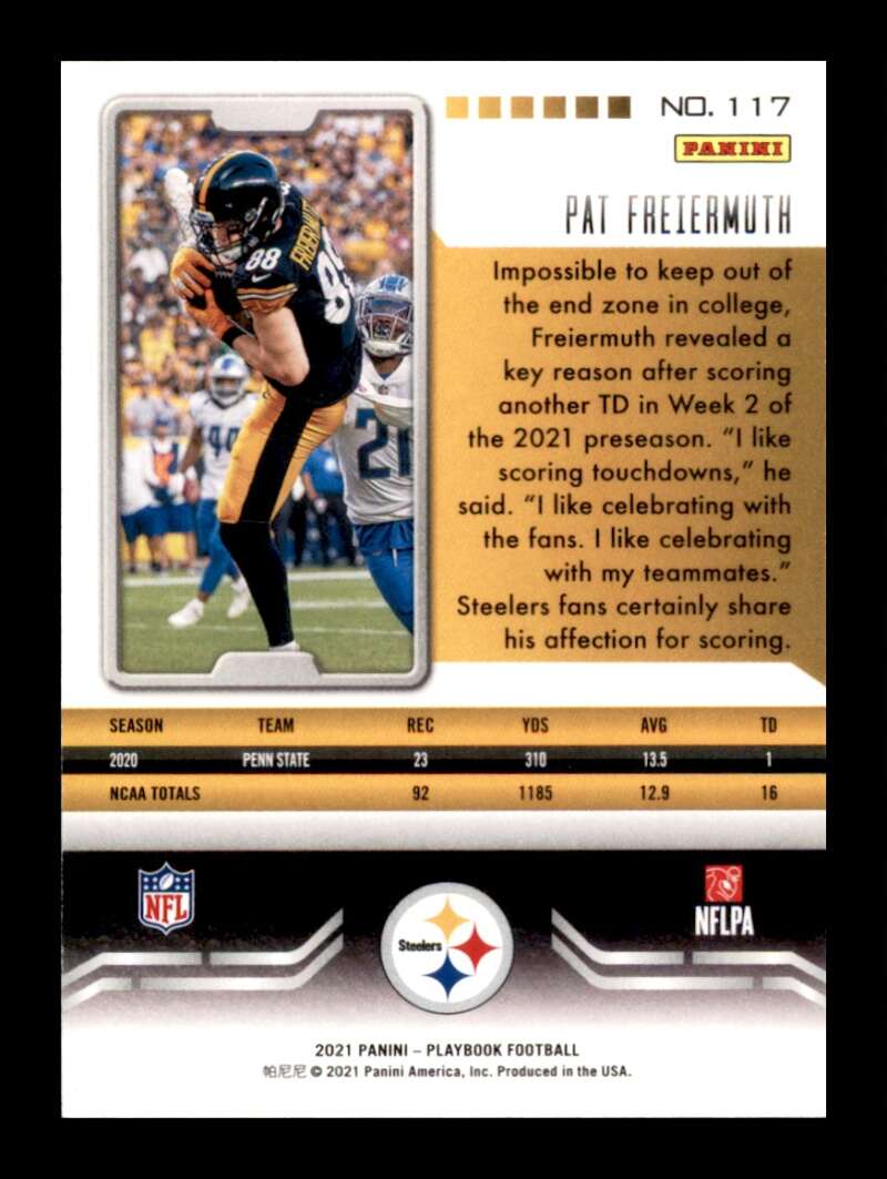 Load image into Gallery viewer, 2021 Panini Playbook Pat Freiermuth #117 Rookie RC Pittsburgh Steelers  Image 2
