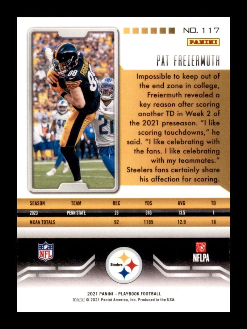 Load image into Gallery viewer, 2021 Panini Playbook Pat Freiermuth #117 Rookie RC Pittsburgh Steelers  Image 2
